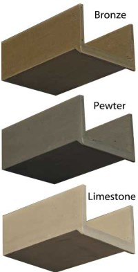 Fiberspan Concrete Canales/Roof Scuppers Color Choices, Contemporary Smooth Color Options, Available in Bronze, Pewter or Limestone.